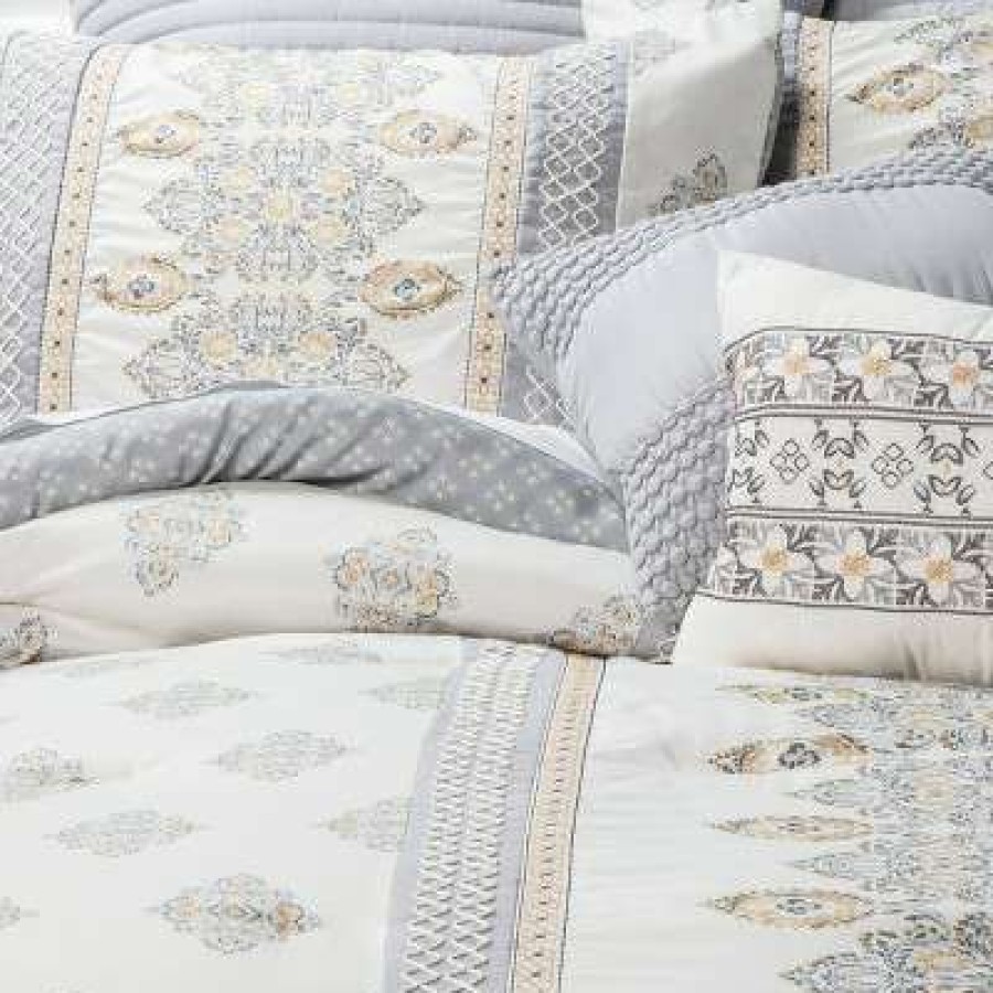 Comforter Bedding Sets * | Wholesale 8Pc Mattox Medallion Comforter Set Yellow/Gray Threshold