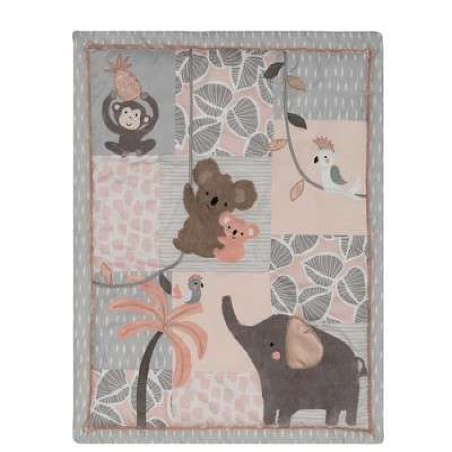 Quilt Bedding Sets * | Cheapest Lambs & Ivy Calypso 4-Piece Crib Bedding Set Pink, Gray, Gold, Animals, Jungle