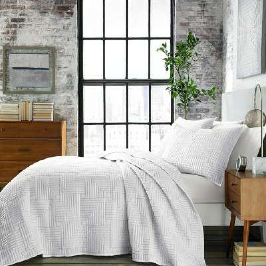 Quilt Bedding Sets * | Budget Maze Quilt Set City Scene White