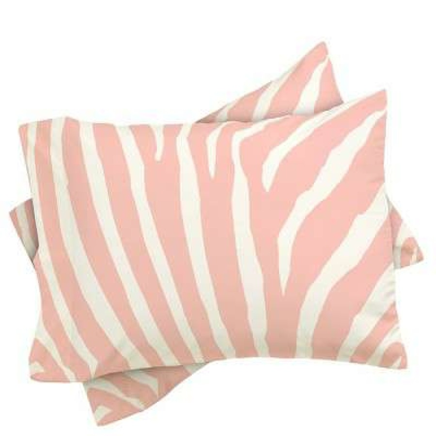 Duvet Cover Bedding Sets * | Cheapest Deny Designs Natalie Baca Zebra Stripes Rose Quartz Duvet Set Pink/White