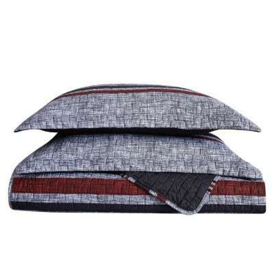 Quilt Bedding Sets * | Best Deal London Fog Warren Stripe Quilt Set Gray/Black