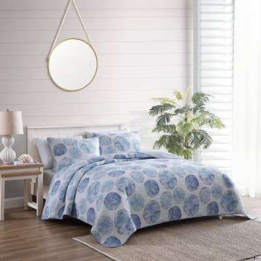 Quilt Bedding Sets * | Cheapest Ocean Isle Cotton Quilt & Sham Set Blue Tommy Bahama