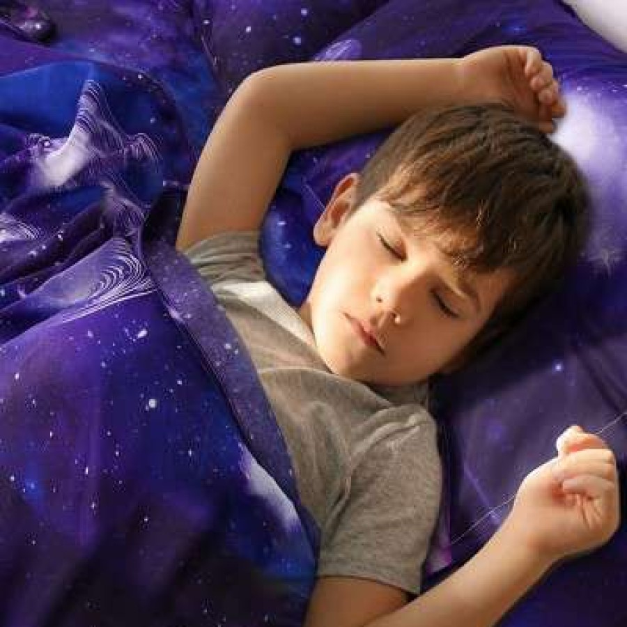 Coverlet Bedding Sets * | Promo 4 Pcs Polyester Galaxy Stars Themed Bedding Sets Piccocasa Purple