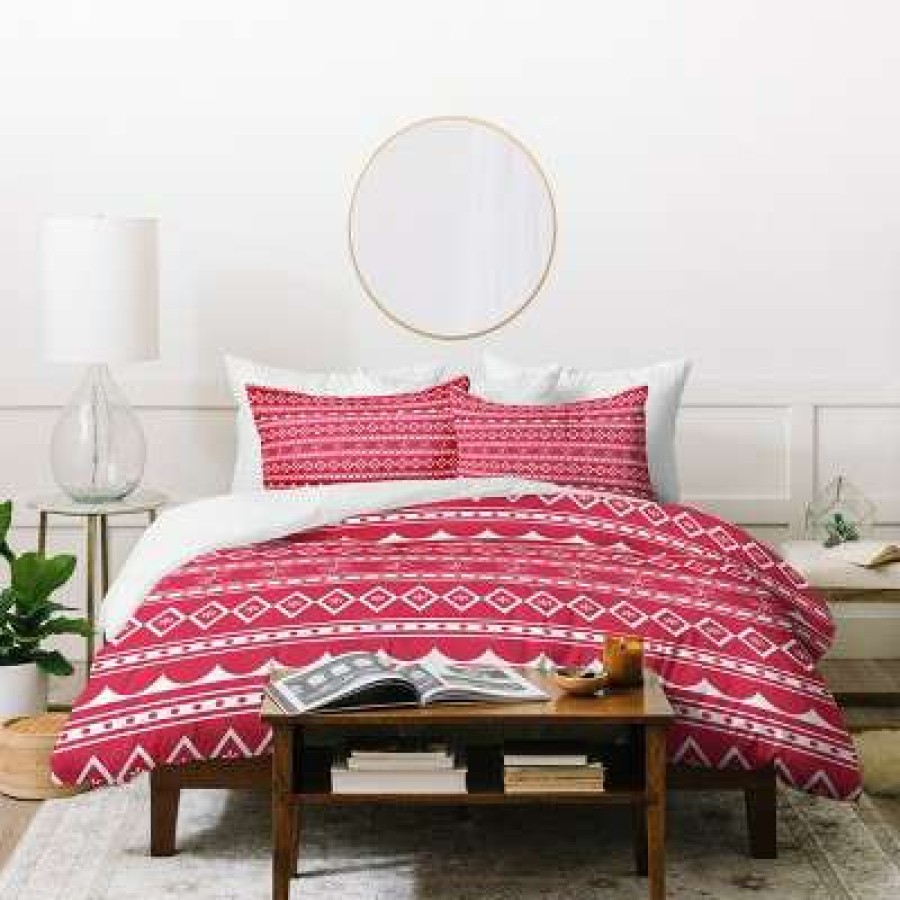 Duvet Cover Bedding Sets * | Top 10 Deny Designs Craftbelly Retro Holiday Red Duvet Cover Set