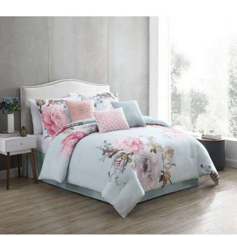 Comforter Bedding Sets * | Best Sale Ridgely Blush 7 Piece Comforter Set Riverbrook Home