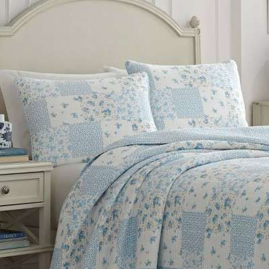 Quilt Bedding Sets * | Cheap Blue Keena Quilt Set Laura Ashley