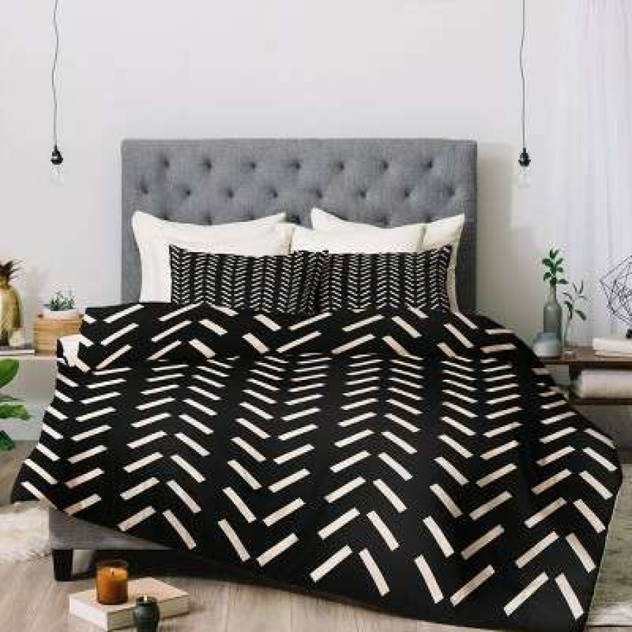 Comforter Bedding Sets * | Best Reviews Of Nick Quintero Herringbone Comforter Set Deny Designs Black/White