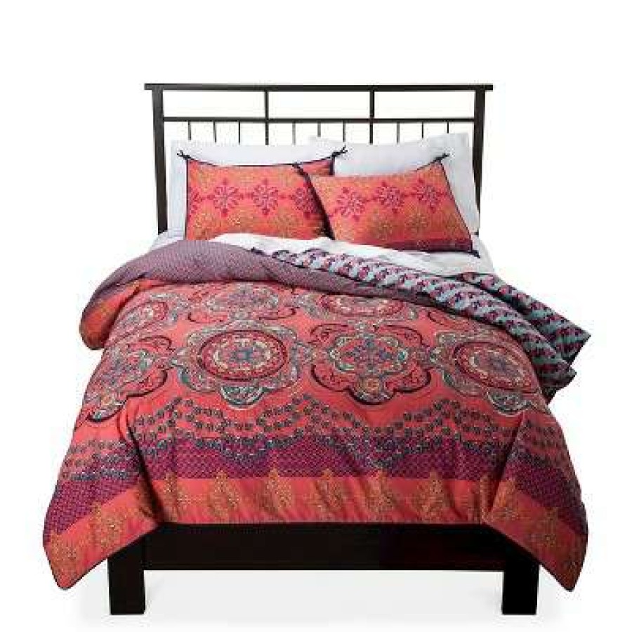 Bedding Collections * | Coupon Boho Boutique Coral Nadia Medallion Reversible Bedding Collection