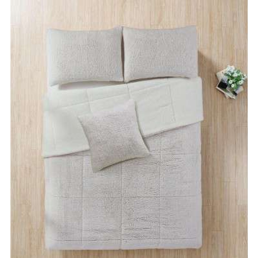 Comforter Bedding Sets * | Wholesale De Moocci Backy-Dye Sherpa New Farmhouse Comforter 3 Pc Set