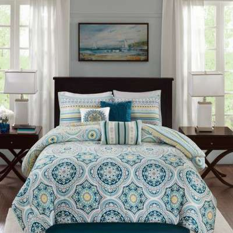 Comforter Bedding Sets * | Top 10 Madison Park Corynn 7Pc Reversible Cotton Sateen Comforter Bedding Set