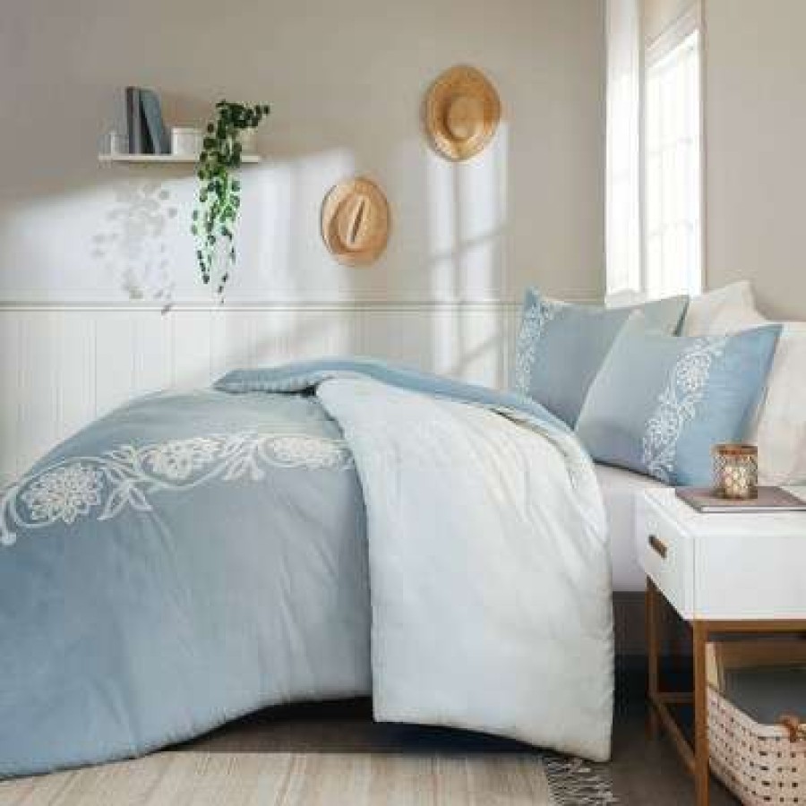 Duvet Cover Bedding Sets * | Wholesale Madison Park Ellie Cotton Duvet Cover Set Blue