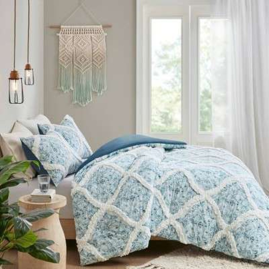 Duvet Cover Bedding Sets * | New Madison Park 3Pc Isadora Cotton Duvet Cover Set Teal