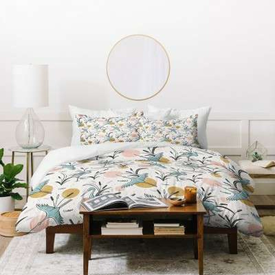 Duvet Cover Bedding Sets * | Best Reviews Of Heather Dutton Marshland Birds Duvet Set Deny Designs