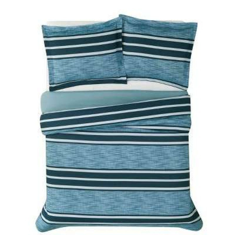 Duvet Cover Bedding Sets * | Best Deal London Fog Londong Fog Mitchell Stripe Blue