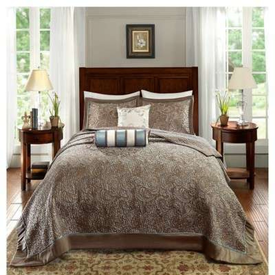 Bedspread Bedding Sets * | Promo Madison Park 5Pc Charlotte Jacquard Bedspread Set