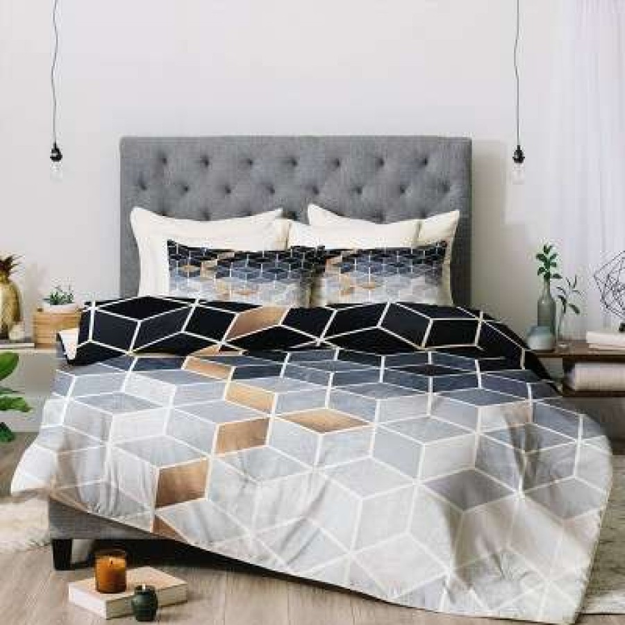 Comforter Bedding Sets * | Wholesale Elisabeth Fredriksson Soft Gradient Cubes Comforter Set Blue Deny Designs Blue/Geometric