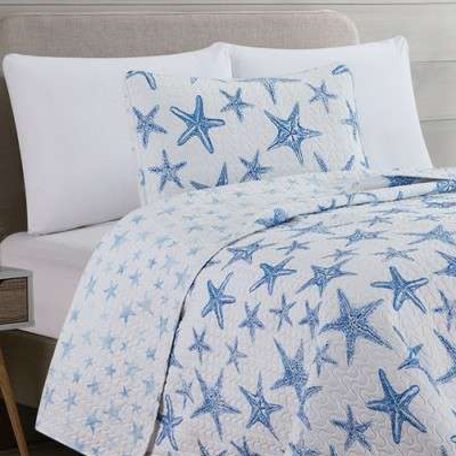 Quilt Bedding Sets * | Wholesale Great Bay Home Trinidad Coastal Reversible Quilt Set Twin Blue