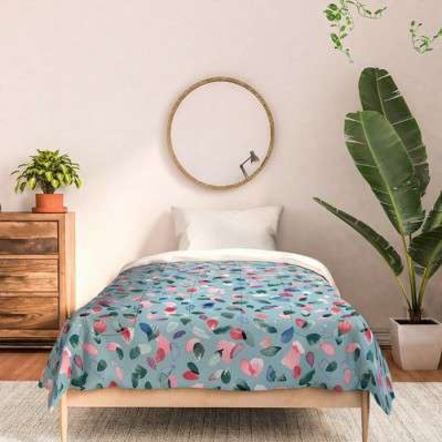 Comforter Bedding Sets * | Cheap Ninola Design Romance Petals Poly Comforter Set Deny Designs Blue