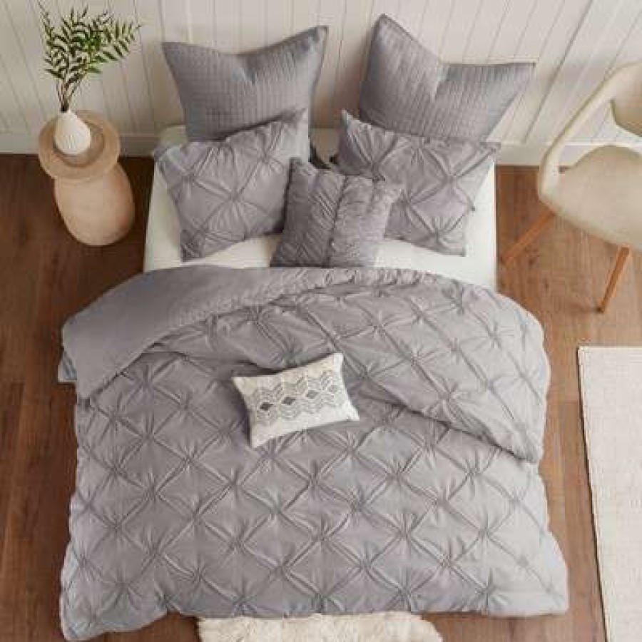 Duvet Cover Bedding Sets * | Wholesale Urban Habitat Stella Embroidered Duvet Cover Set 7Pc Gray