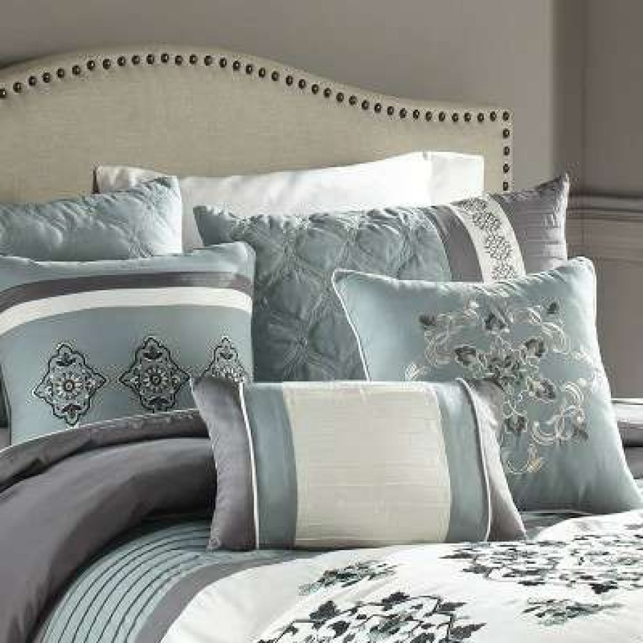 Comforter Bedding Sets * | Top 10 7Pc Alex Comforter Set Blue & Gray Riverbrook Home