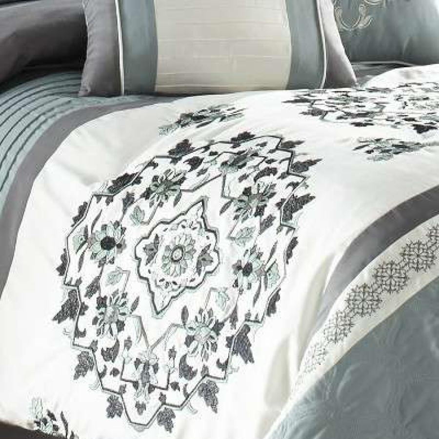 Comforter Bedding Sets * | Top 10 7Pc Alex Comforter Set Blue & Gray Riverbrook Home