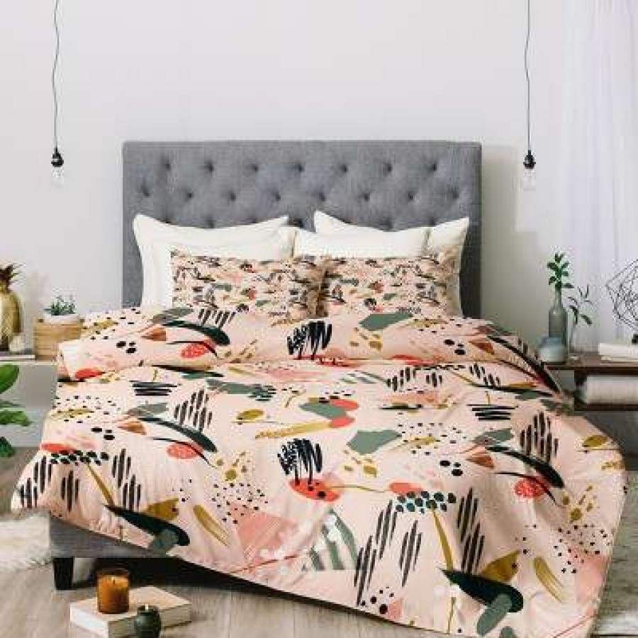 Comforter Bedding Sets * | Promo Marta Barragan Camarasa Floral Brushstrokes Comforter Set Deny Designs