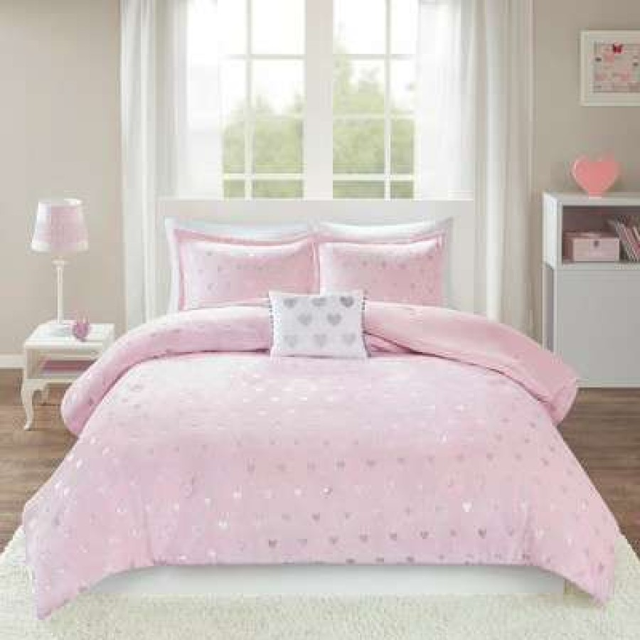 Comforter Bedding Sets * | Hot Sale Mi Zone Audrey Metallic Printed Plush Comforter Set