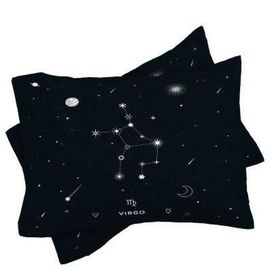 Comforter Bedding Sets * | Best Reviews Of Cuss Yeah Designs Virgo Star Constellation Comforter Set Deny Designs Black