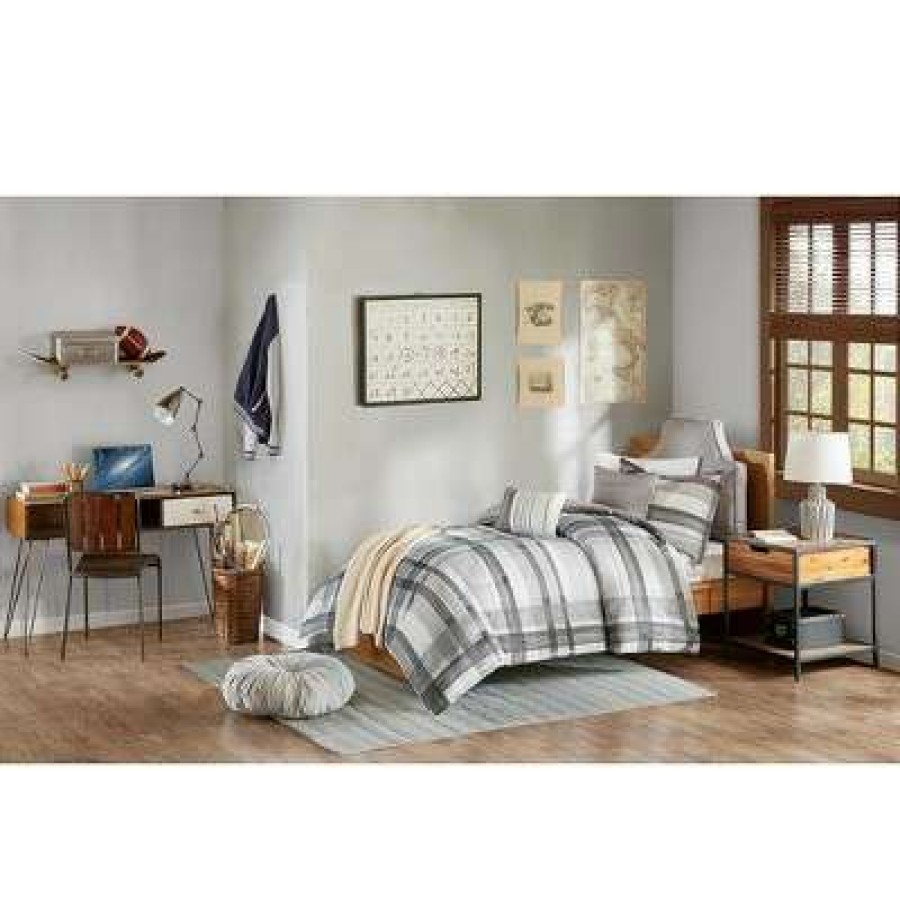 Bedding Collections * | Flash Sale Intelligent Design Slate Plaid Dorm Room Collection