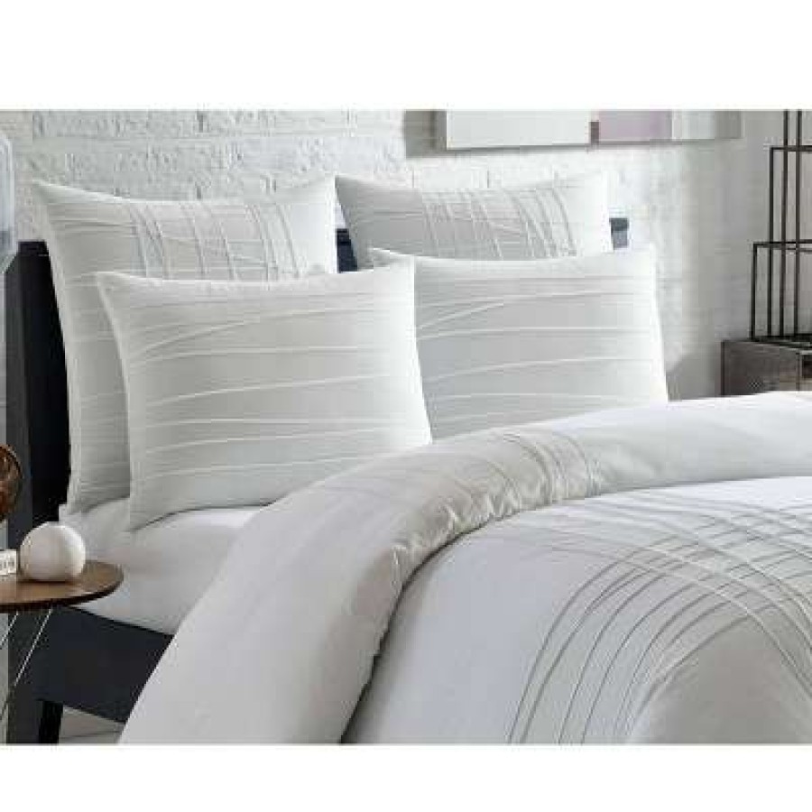 Comforter Bedding Sets * | Brand New Variegated Pleats Comforter Set White City Scene