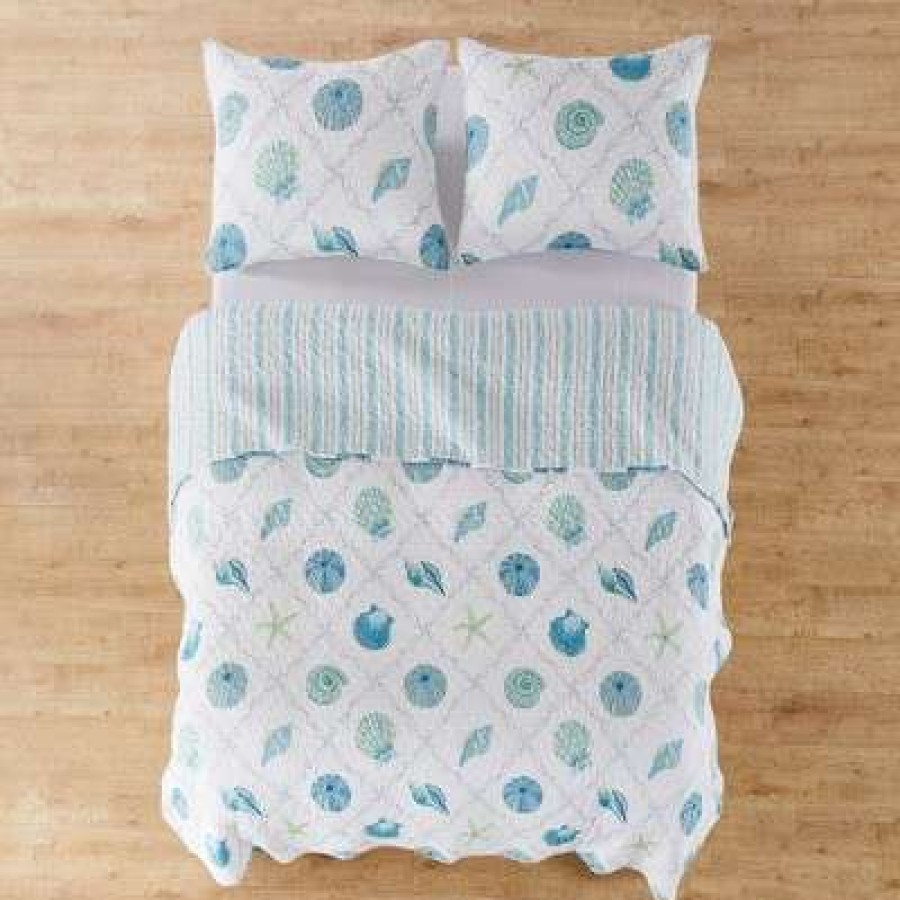 Quilt Bedding Sets * | Best Reviews Of Marine Dream Seaglass Quilt Set One Twin Quilt And One Standard Sham Levtex Home