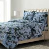 Duvet Cover Bedding Sets * | Hot Sale Celina Floral Printed Flannel Oversized Duvet Cover Set Azores Home Light Blue