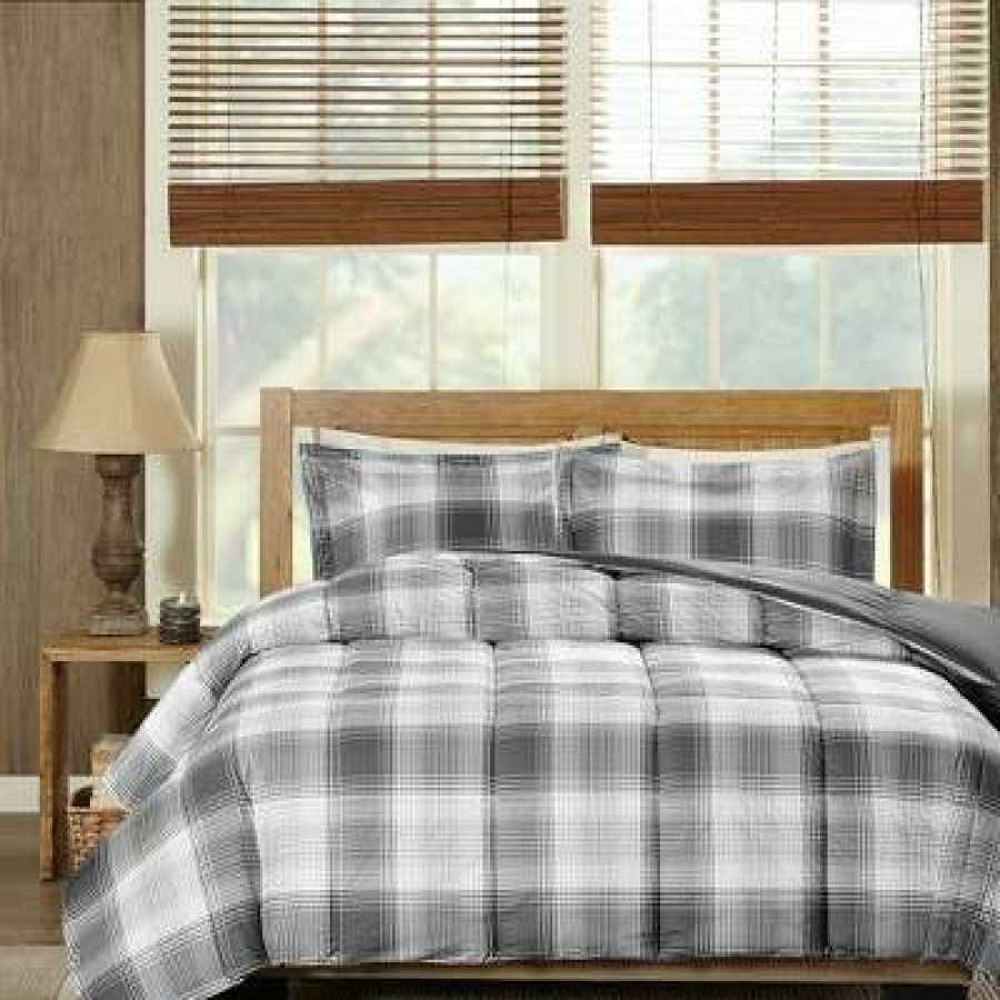 Comforter Bedding Sets * | Wholesale Woolrich Woodsman Softspun Down Alternative Comforter Mini Set Gray