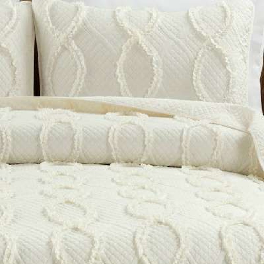 Quilt Bedding Sets * | Outlet Lush Decor 3Pc Avon Textured Ruffle Quilt Set Lush Decor