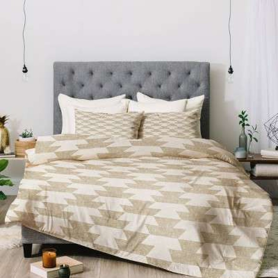 Comforter Bedding Sets * | Best Sale Little Arrow Design Co Boho Geometric Aztec Comforter Set Deny Designs Beige