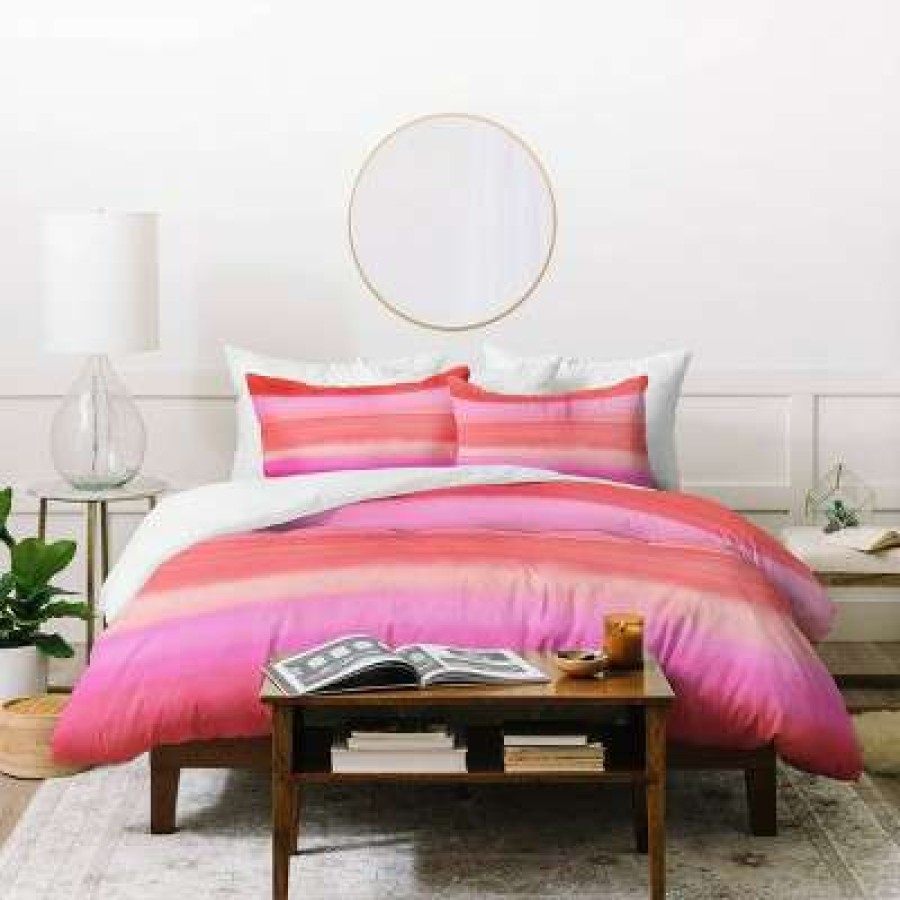 Duvet Cover Bedding Sets * | Brand New Amy Sia Ombre Watercolor Duvet Set Deny Designs Pink