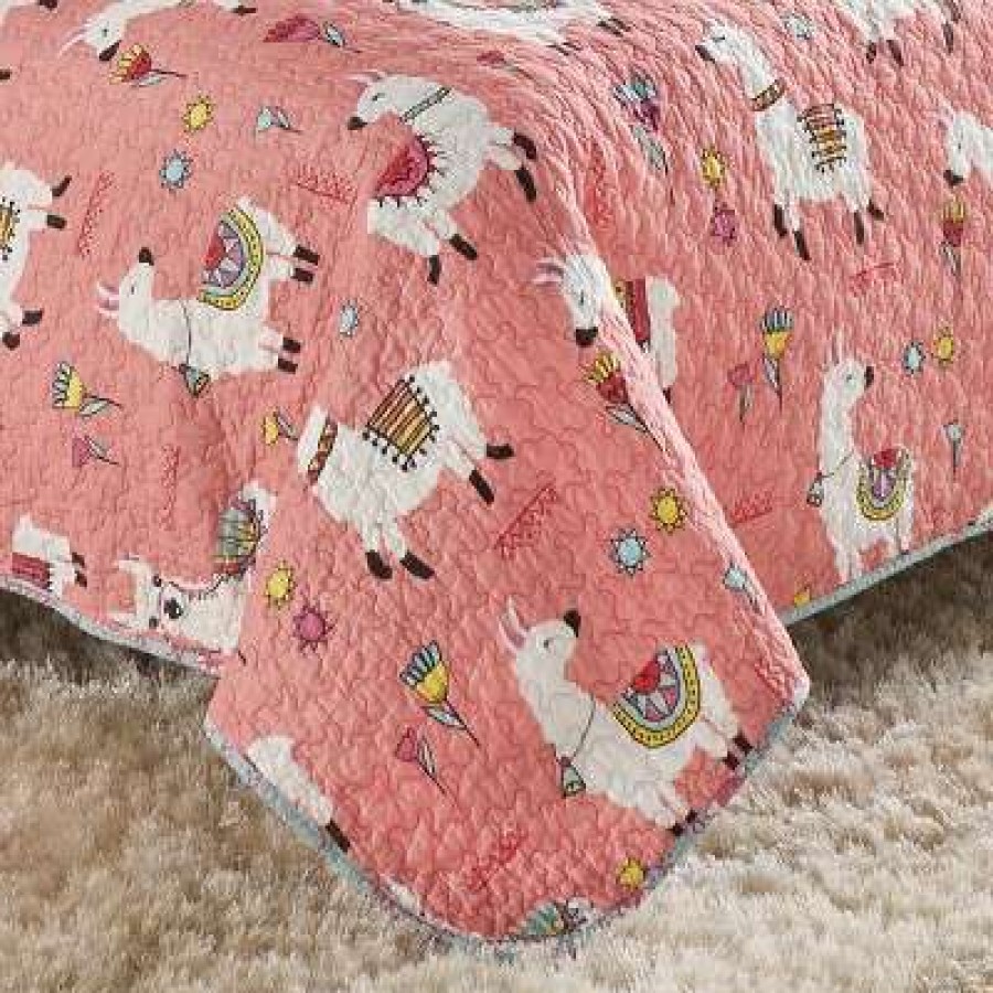 Quilt Bedding Sets * | Outlet Llama Drama Quilt Set Coral Vue