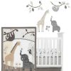 Quilt Bedding Sets * | Flash Sale Lambs & Ivy Baby Jungle Animals 4-Piece Gray/White/Taupe Crib Bedding Set