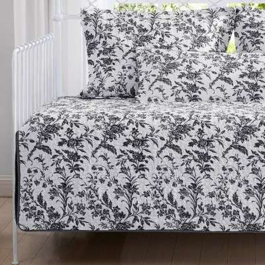 Quilt Bedding Sets * | Deals 39" X 75" Amberley Daybed Quilt & Sham Bonus Set Charcoal Laura Ashley