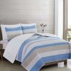 Quilt Bedding Sets * | Deals Great Bay Home Wide Striped Reversible Quilt Set King Blue / Taupe