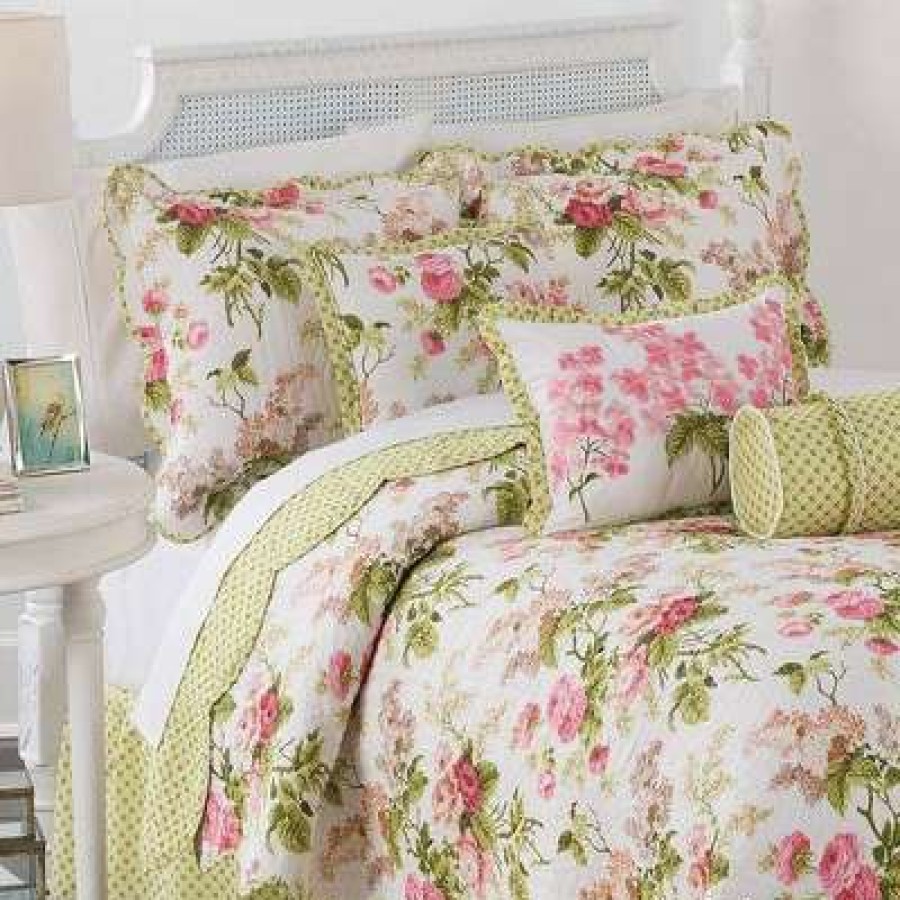 Quilt Bedding Sets * | Best Sale Waverly Emma'S Garden 3Pc Quilt Set Green/Pink