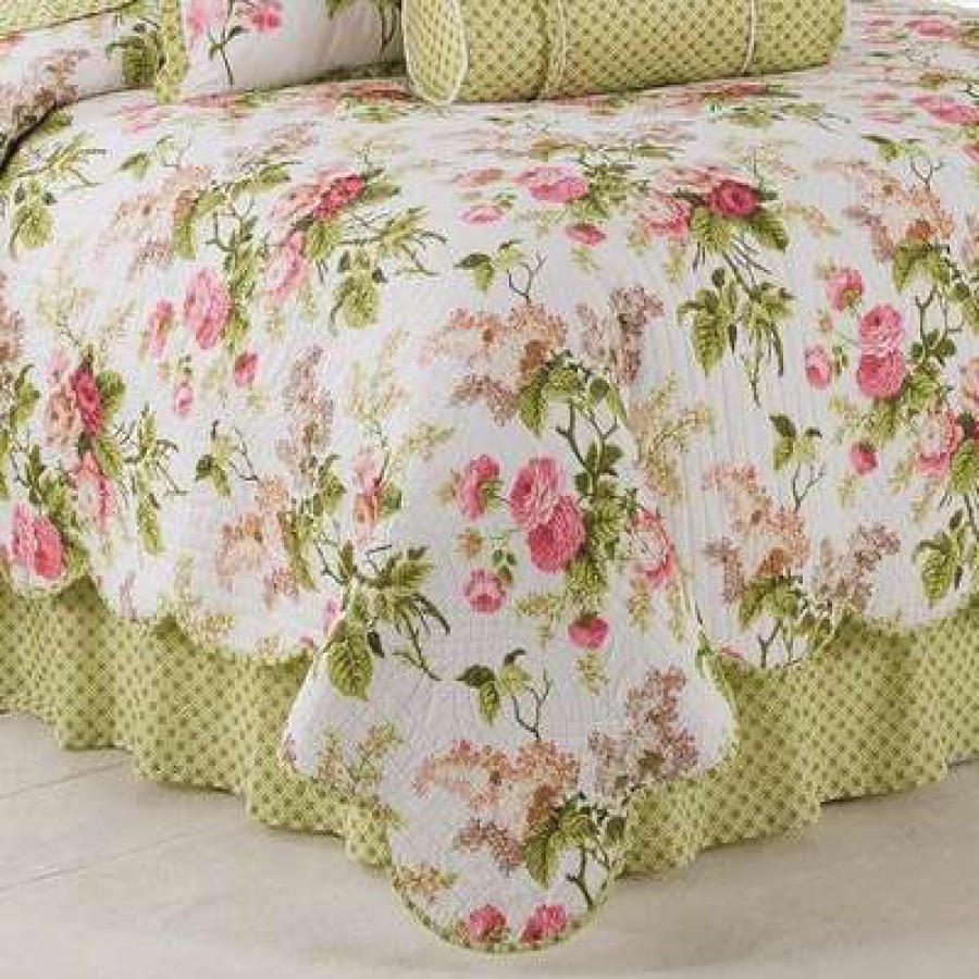 Quilt Bedding Sets * | Best Sale Waverly Emma'S Garden 3Pc Quilt Set Green/Pink