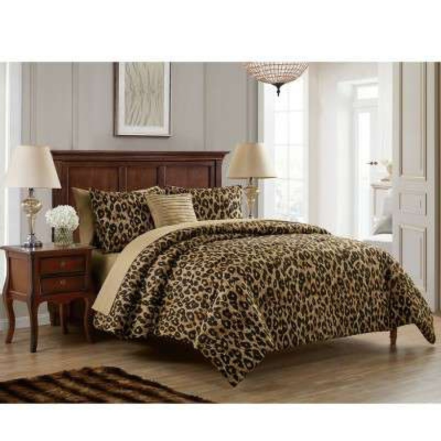 Quilt Bedding Sets * | Promo Cheetah Reversible Bed In A Bag Comforter Set Vcny