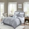 Comforter Bedding Sets * | Outlet Madison Park 8Pc Amelia Jacquard Comforter Set Gray