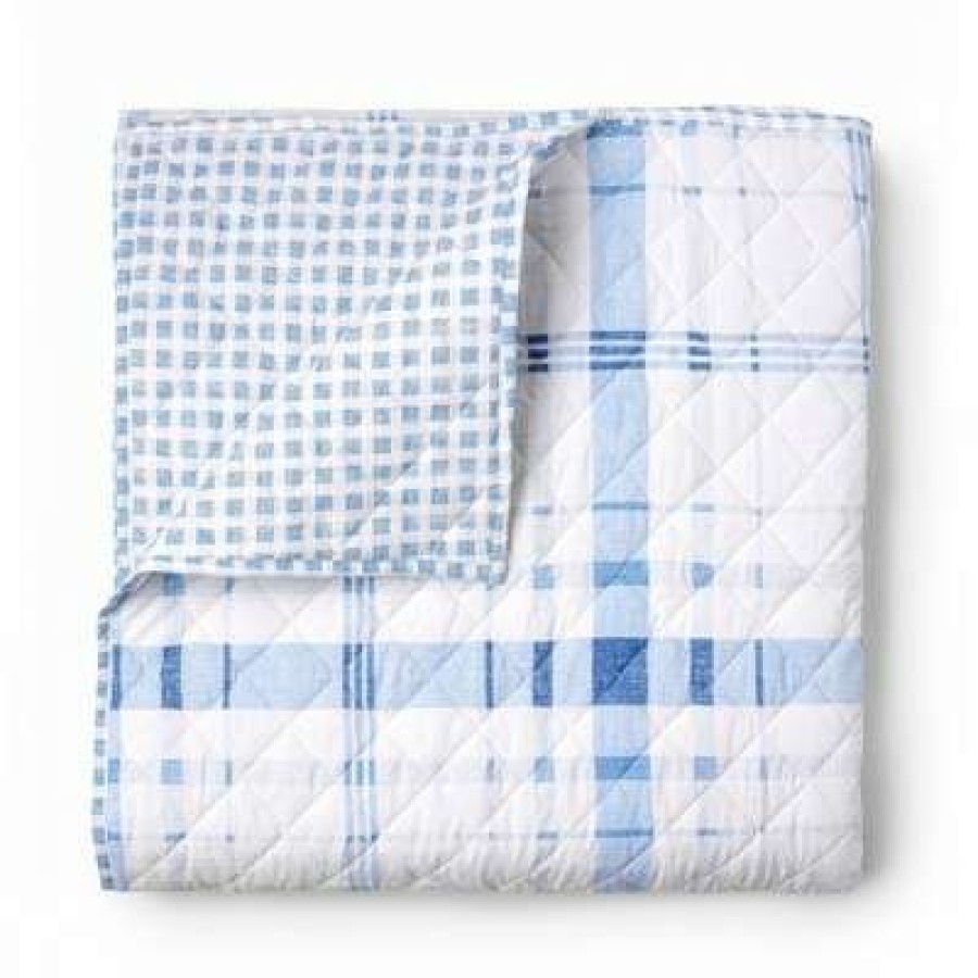 Quilt Bedding Sets * | Best Deal Bartlett Plaid Cotton Percale Quilt Set Martha Stewart