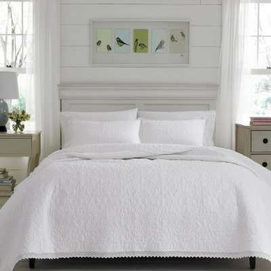 Quilt Bedding Sets * | Discount White Heirloom Crochet Quilt Set Laura Ashley