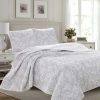 Quilt Bedding Sets * | Best Sale Great Bay Home Emma Reversible Floral Printed Quilt Set Full / Queen Grey