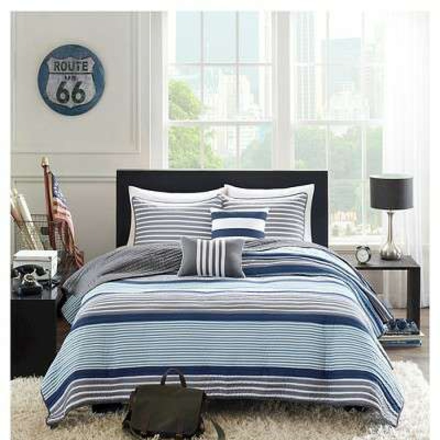 Quilt Bedding Sets * | Buy Intelligent Design Blain Quilted Coverlet Set Blue