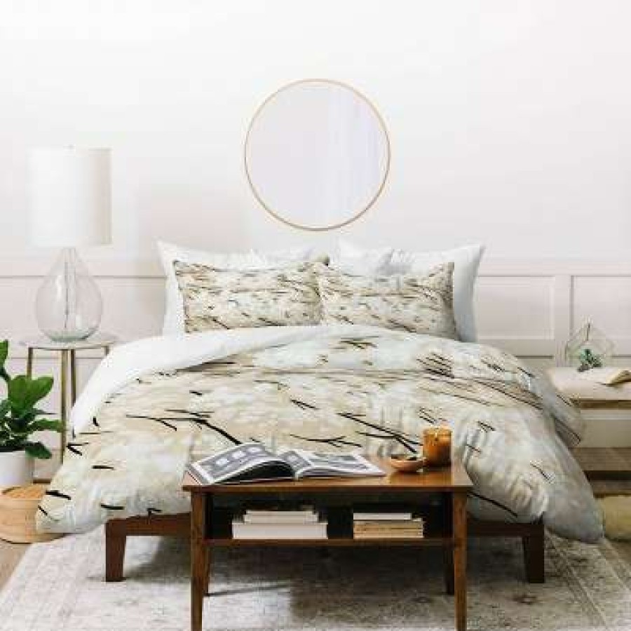 Duvet Cover Bedding Sets * | New Elena Blanco Bloosom Duvet Set Beige Deny Designs