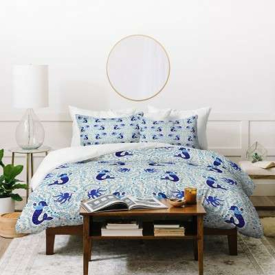 Duvet Cover Bedding Sets * | Brand New Full/Queen Hello Sayang Mermaid Duvet Set Blue Deny Designs